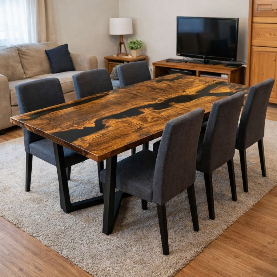 Mese din lemn masiv cu epoxy - mese river table unicat